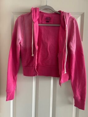 American Eagle Pink Hooded Zip-Up Sweatshirt XS